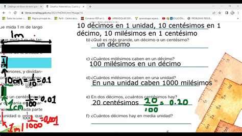 Desafío matemático 4 Décimos centésimos y milésimos 4to grado