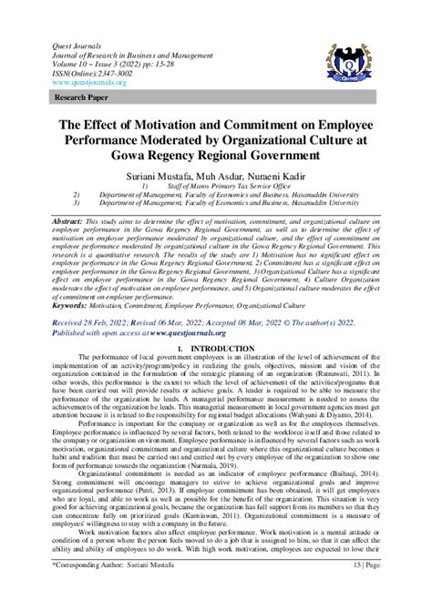 (PDF) The Effect of Motivation and Commitment on Employee Performance Moderated by ...