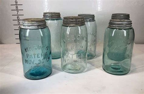 Six Quart Canning Jars With Zinc Lids Masons Patent Ball Masons Hash Auctions