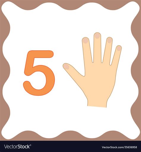 Number 5 Five Educational Card Learning Counting Vector Image