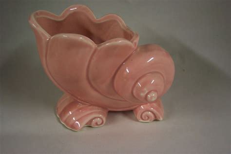 Mccoy Pink Snail Shell Planter Mccoy Pottery Vases Unique Flower