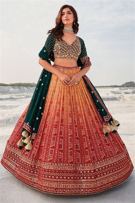 Banarasi Silk Bridal Lehenga In Multicolor With Embroidered Work Artofit