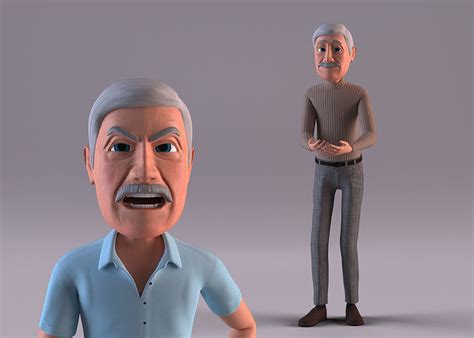 Cartoon Old Man Rigged Biped Catrig D Model Rigged Cgtrader