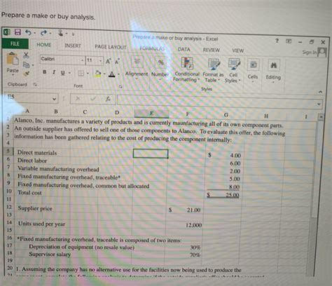 Solved Prepare A Make Or Buy Analysis X Prepare A Make Chegg