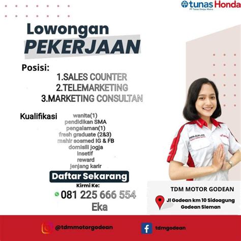 Lowongan Kerja Sales Counter Telemarketing Marketing Consultant Di