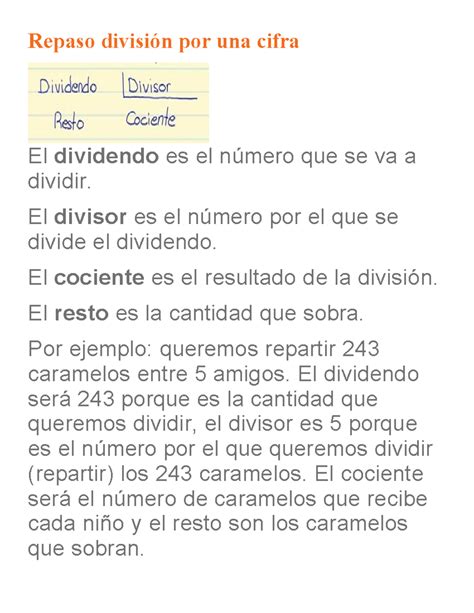 Aprende A Dividir Por Una Cifra Repaso Divisi N Por Una Cifra El