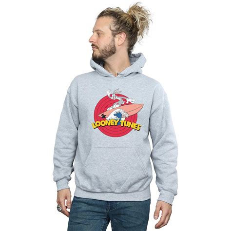 Looney Tunes Mens Bugs Bunny Surfing Hoodie