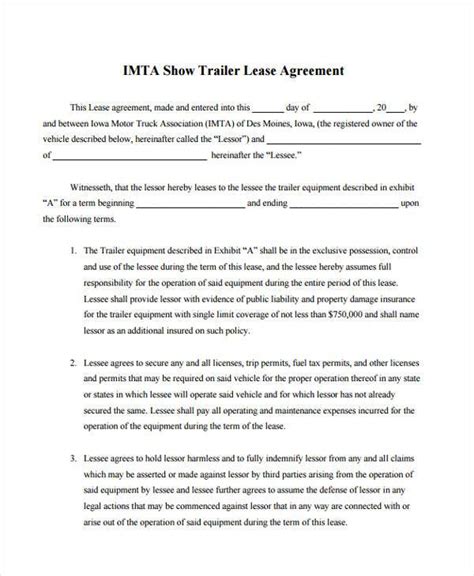 FREE 13 Truck Lease Agreement Samples PDF MS Word Google Docs