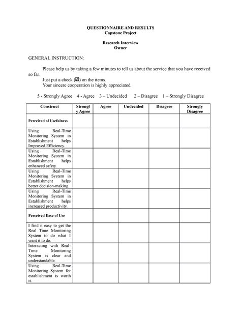 Final Capstone Questionnaire Questionnaire And Results Capstone