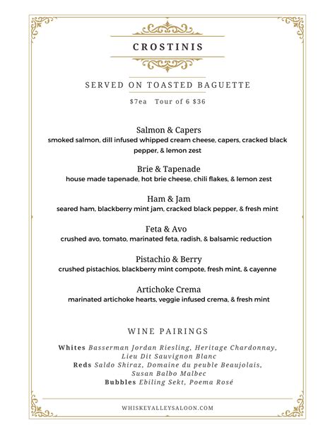 Dinner Menu — Whiskey Alley Saloon