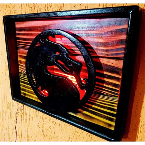 Quadro Decorativo Mortal Kombat Em Madeira Led Chimera Concept No