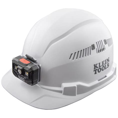 Hard Hat Vented Cap Style With Rechargeable Headlamp White Rl