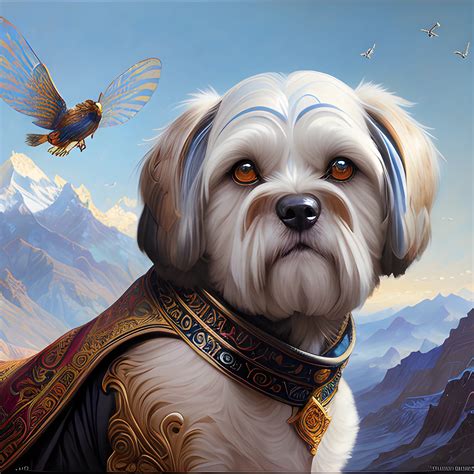 Lhasa Apso Perfect Eyes Matte Painting Elegant Beautiful Rend