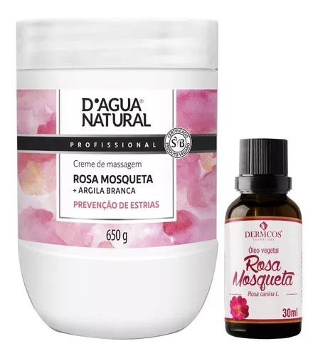 Kit Creme De Massagem 650g E Oleo Vegetal Rosa Mosqueta 30ml Frete Grátis