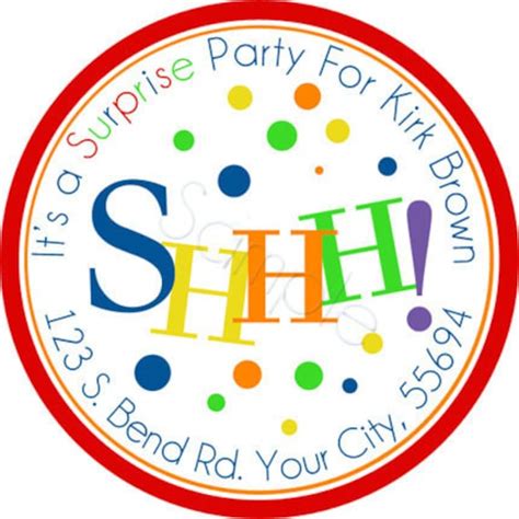 Personalized Shhh Its A Surprise Party Stickers Party