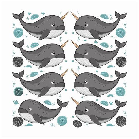 Premium Vector Cute And Adorable Cartoon Narwhal Vector White Background