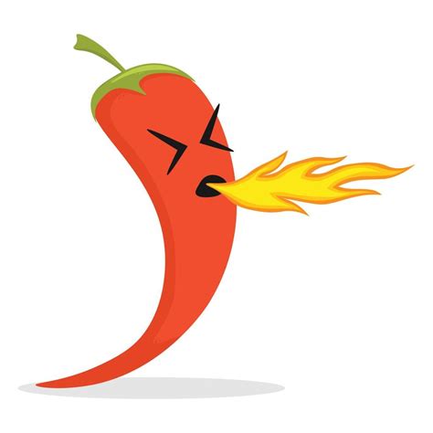 Burning Pepper Character Cartoon Funny Hot Chilli Peppers Burn Chilly