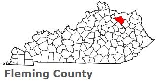 Fleming County on the map of Kentucky 2023. Cities, roads, borders and ...