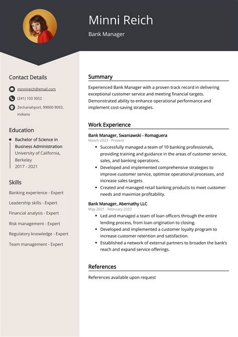 Bank Manager Resume Example Free Guide