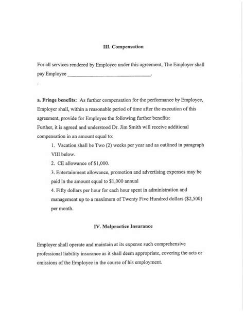 Employee Compensation Agreement Template