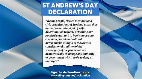 St Andrew’s Day Declaration Launched To Assert Scotland’s Right To Self Determination Alba