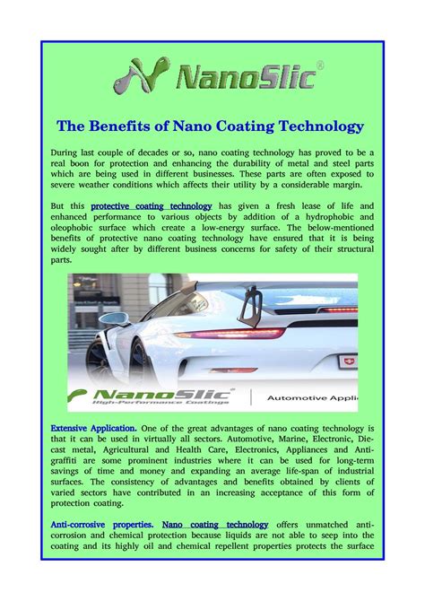 The Benefits of Nano Coating Technology by NanoSlic - Issuu