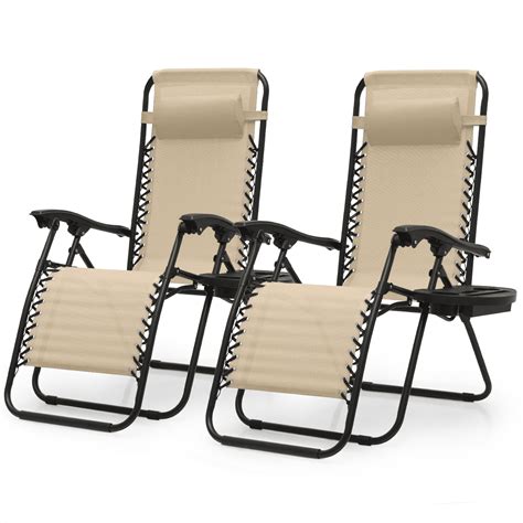 MoNiBloom Lounge Chairs Set Of 2 With Headrest And Cup Holder Patio