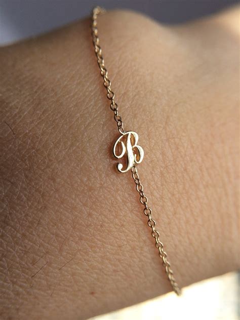 14k Solid Gold Personalized Initial Bracelet Name By Nostalgii