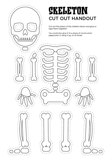 Halloween Skeleton Cut Out Handout Printable Halloween Skeletons Skeleton Craft Skeleton For