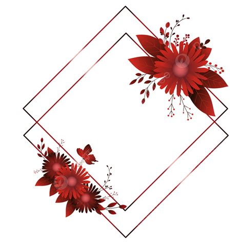 Maroon Floral Frame Hd Transparent, Elegant Floral Frame Interior With Maroon Daisy Painting ...