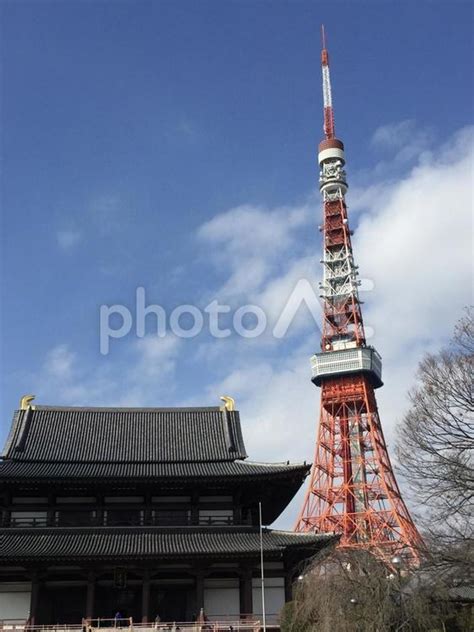 東京タワーと増上寺（2018 2月頃） No 27418310｜写真素材なら「写真ac」無料（フリー）ダウンロードok