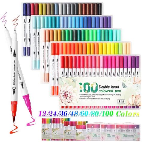 1pack Multi-color Marker Set, 12-100 Color Washable Pigment Markers, 0. ...