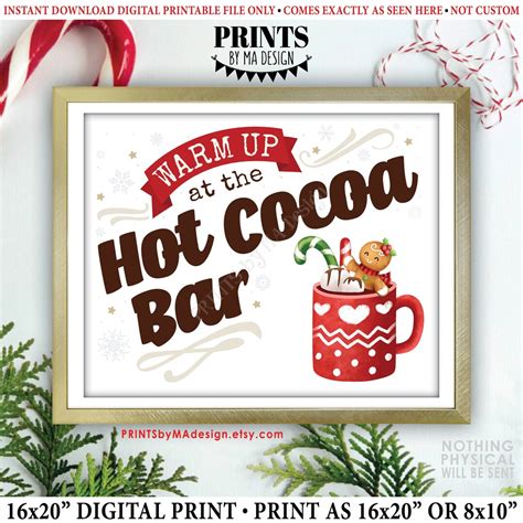 Warm Up At The Hot Cocoa Bar Sign Christmas Party Holiday Etsy