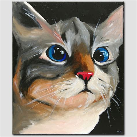 NOVAARTE Acryl Gemälde Katze Original modern abstrakt Malerei Tier