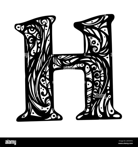 Vintage Initials Letter H Vector Hand Drawn Floral H Monogram Or Logo