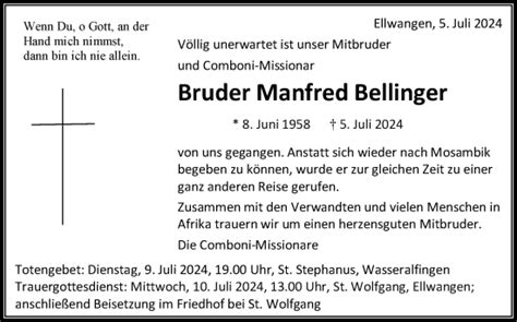 Traueranzeigen Von Manfred Bellinger Schwaebische De Trauerportal