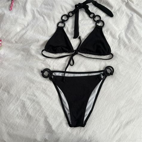 Super Cute Black Bikini Set With Adorable Plastic Depop