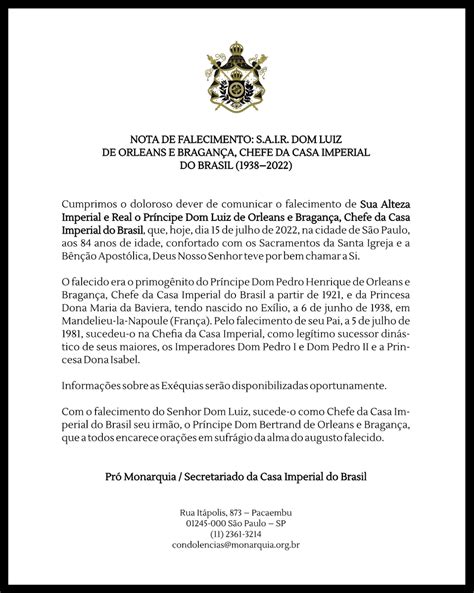 Pr Monarquia On Twitter Cumprimos O Doloroso Dever De Comunicar O