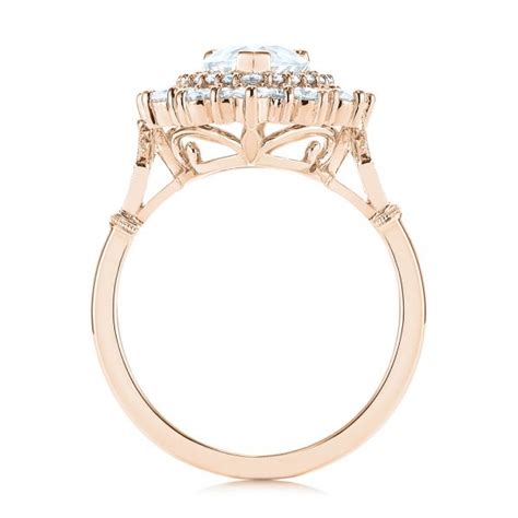 14k Rose Gold Double Halo Pear Moissanite Engagement Ring 105108