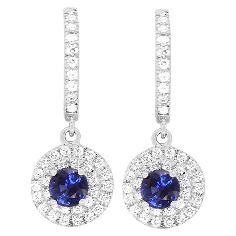 GIA No Heat Cushion Cut Blue Sapphire Diamond White Gold Drop Dangle