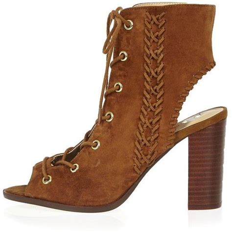 River Island Tan Suede Lace Up Heeled Shoe Boots Boot Shoes Women