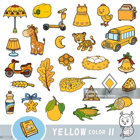 sekumpulan objek warna kuning berwarnawarni kamus visual  anakanak