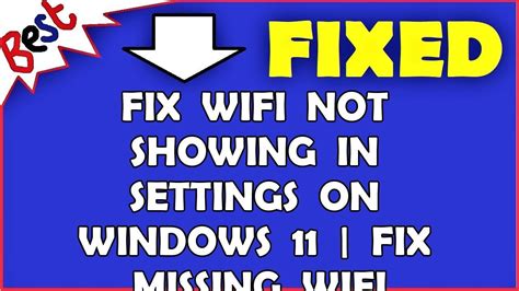 Fix Wifi Not Showing In Settings On Windows 11 Fix Missing Wifi Youtube