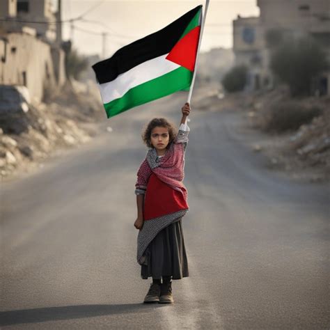 Ni A Palestina Sosteniendo La Bandera De Palestina Libre En Un Retrato