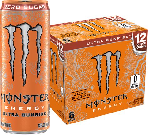 Monster Ultra Sunrise Sugar Free Energy Drink 12 Fl Oz 6 Pack In