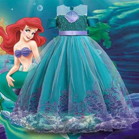 MQATZ Mermaid Dress Girl Cosplay Halloween Sequin Princess Dress Party ...