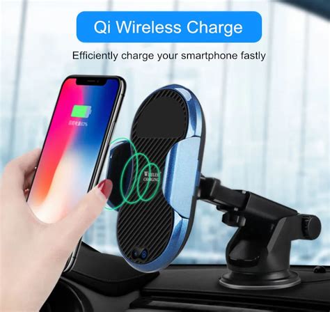 Wireless Car Charger Mount Infrared Sensor Automatic Clamp W Qi Fast