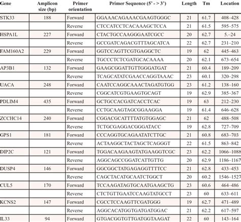 Primer Sequences Used For Qrt Pcr Validation Download Table