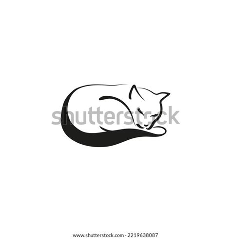 Sleeping Cat Silhouette Isolated On White Stock Vector (Royalty Free ...