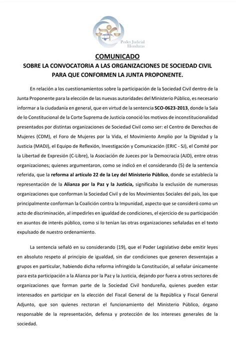 Poder Judicial Hn On Twitter Comunicado Aclaratorio Sobre La